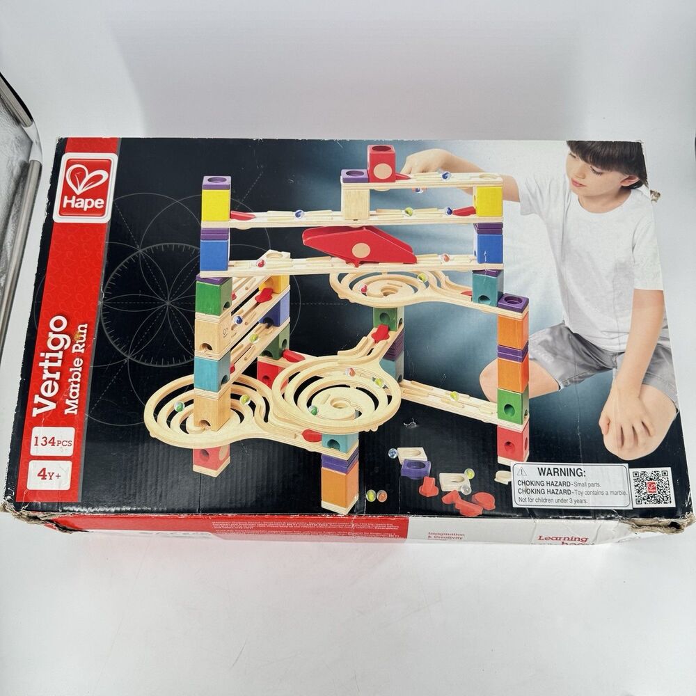 Hape Quadrilla Vertigo Marble Run 134pc Wooden Set Incomplete Manual Read